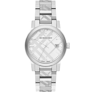 Burberry BU9037 The City Engraved Checked Steel Unisex Watch - WATCH & WATCH