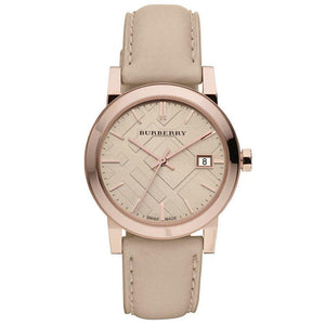 Burberry BU9109 Rose Gold Tone Beige Check Dial Women's Watch - WATCH & WATCH