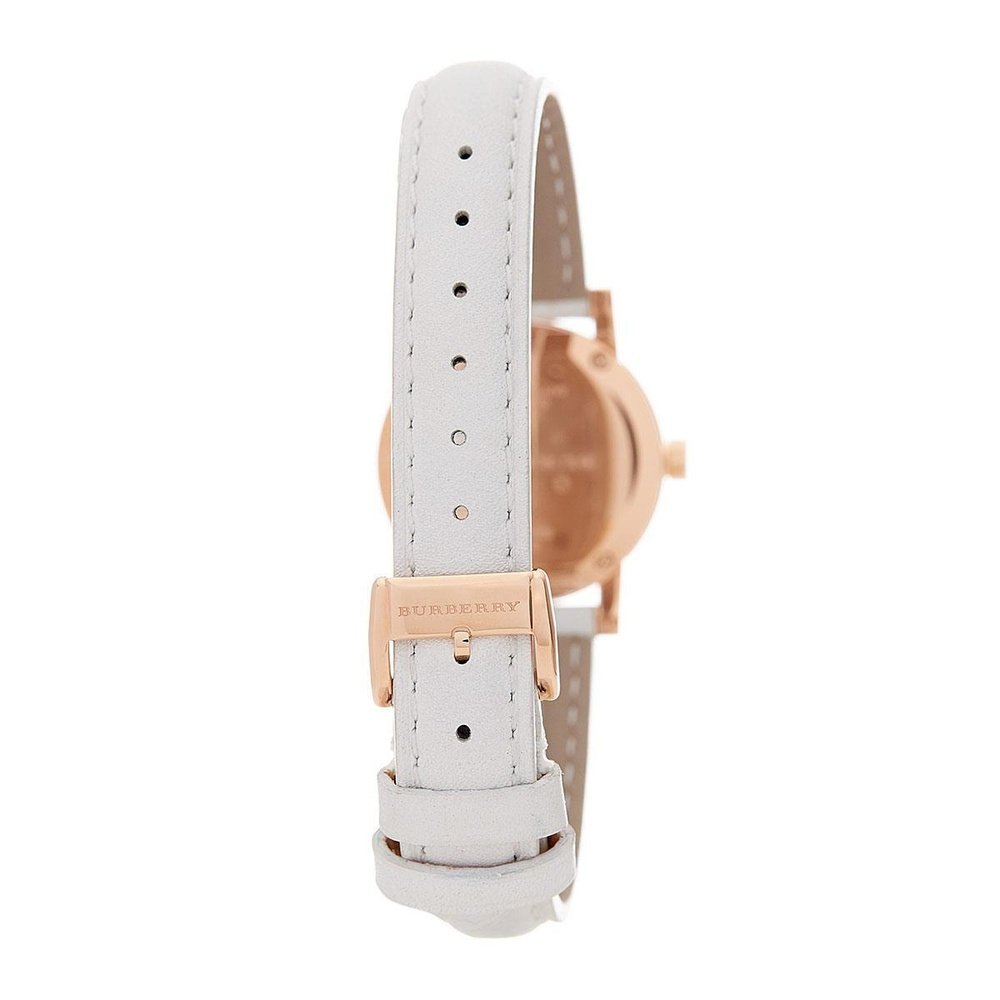 Burberry BU9209 Rose Gold Tone White Leather Women's Watch - WATCH & WATCH
