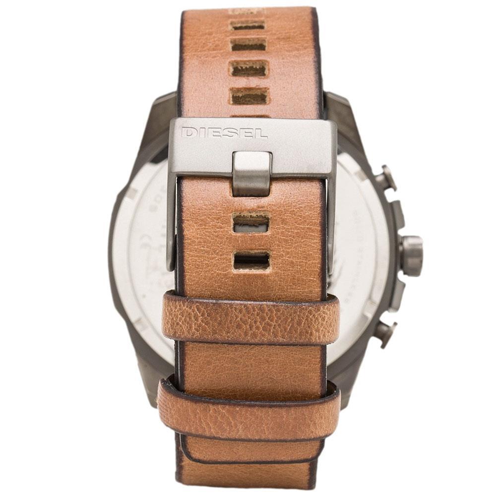Diesel DZ4280 Mega Chief Brown Leather Men's Watch - WATCH & WATCH