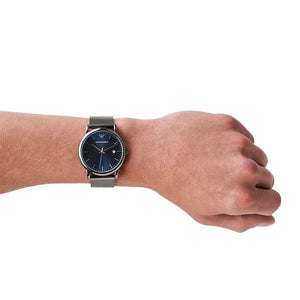 Emporio Armani AR11053 Gunmetal Blue Dial Men's Watch - WATCH & WATCH