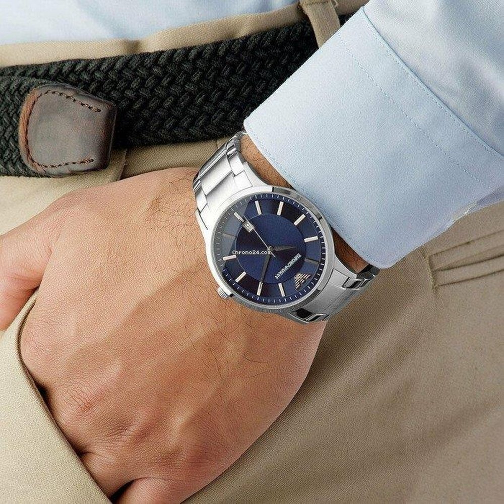 Emporio Armani AR11180 Quartz Blue Dial Men's Watch - WATCH & WATCH