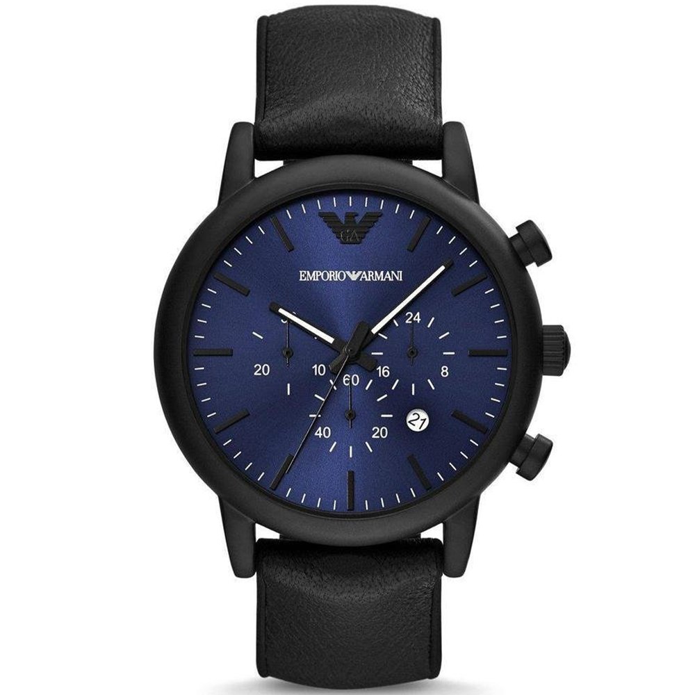 Emporio Armani AR11351 Chronograph Black Leather Men's Watch - WATCH & WATCH