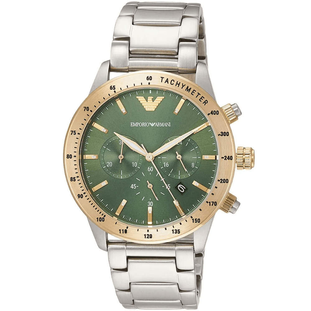 Emporio Armani AR11454 Chronograph Green Dial Men’s Watch - WATCH & WATCH