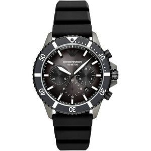 Emporio Armani AR11515 Diver Black Silicone Chronograph Men’s Watch - WATCH & WATCH