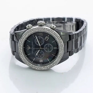 Emporio Armani AR1455 Ceramica Ladies Crystal Watch - WATCH & WATCH