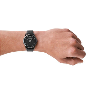 Emporio Armani AR1732 Luigi Classic Black Leather Strap Men's Watch - WATCH & WATCH