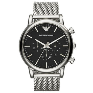 Emporio Armani AR1808 46mm Classic Chronograph Black Dial Men's Watch - WATCH & WATCH