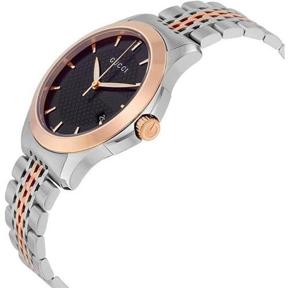 Gucci YA126410 Men's G - Timeless 38mm Black Face Two - Tone Watch - WATCH & WATCH