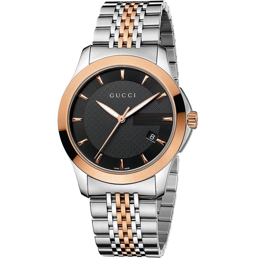 Gucci YA126410 Men's G - Timeless 38mm Black Face Two - Tone Watch - WATCH & WATCH