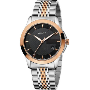 Gucci YA126410 Men's G - Timeless 38mm Black Face Two - Tone Watch - WATCH & WATCH