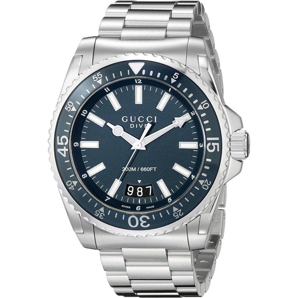 Gucci YA136203 Dive Blue Dial Stainless Steel Men's Watch - WATCH & WATCH