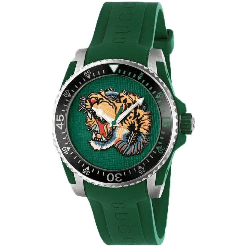 Gucci YA136316 Dive Tiger Green Dial Men's Watch - WATCH & WATCH