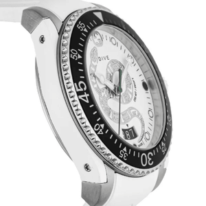 Gucci YA136330 Dive Snake Motif White Dial Men's Watch - WATCH & WATCH