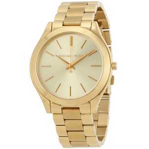 Michael Kors MK3179 Slim Runway Gold Dial Ladies Watch - WATCH & WATCH