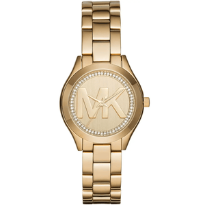 Michael Kors MK3477 Slim Runway Gold Dial Ladies Watch - WATCH & WATCH