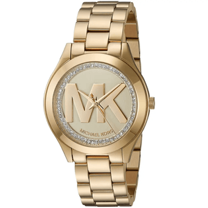 Michael Kors MK3477 Slim Runway Gold Dial Ladies Watch - WATCH & WATCH