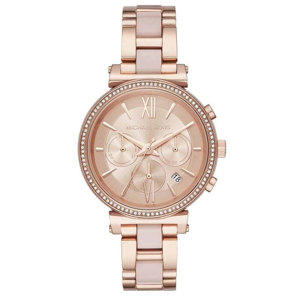Michael Kors Sofie Chronograph Rose Dial Ladies Watch MK6560 - WATCH & WATCH