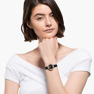 Swarovski 5552421 Crystal Leather Strap Black Rose Gold Tone Women's Watch - WATCH & WATCH