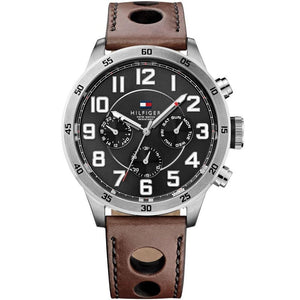 Tommy Hilfiger 1791049 Trent Multifunction Brown Leather Men's Watch - WATCH & WATCH