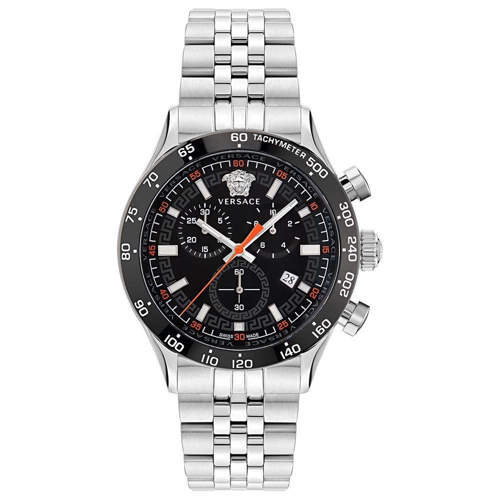Versace VE2U00322 Hellenyium Silver Chronograph Men's Watch - WATCH & WATCH