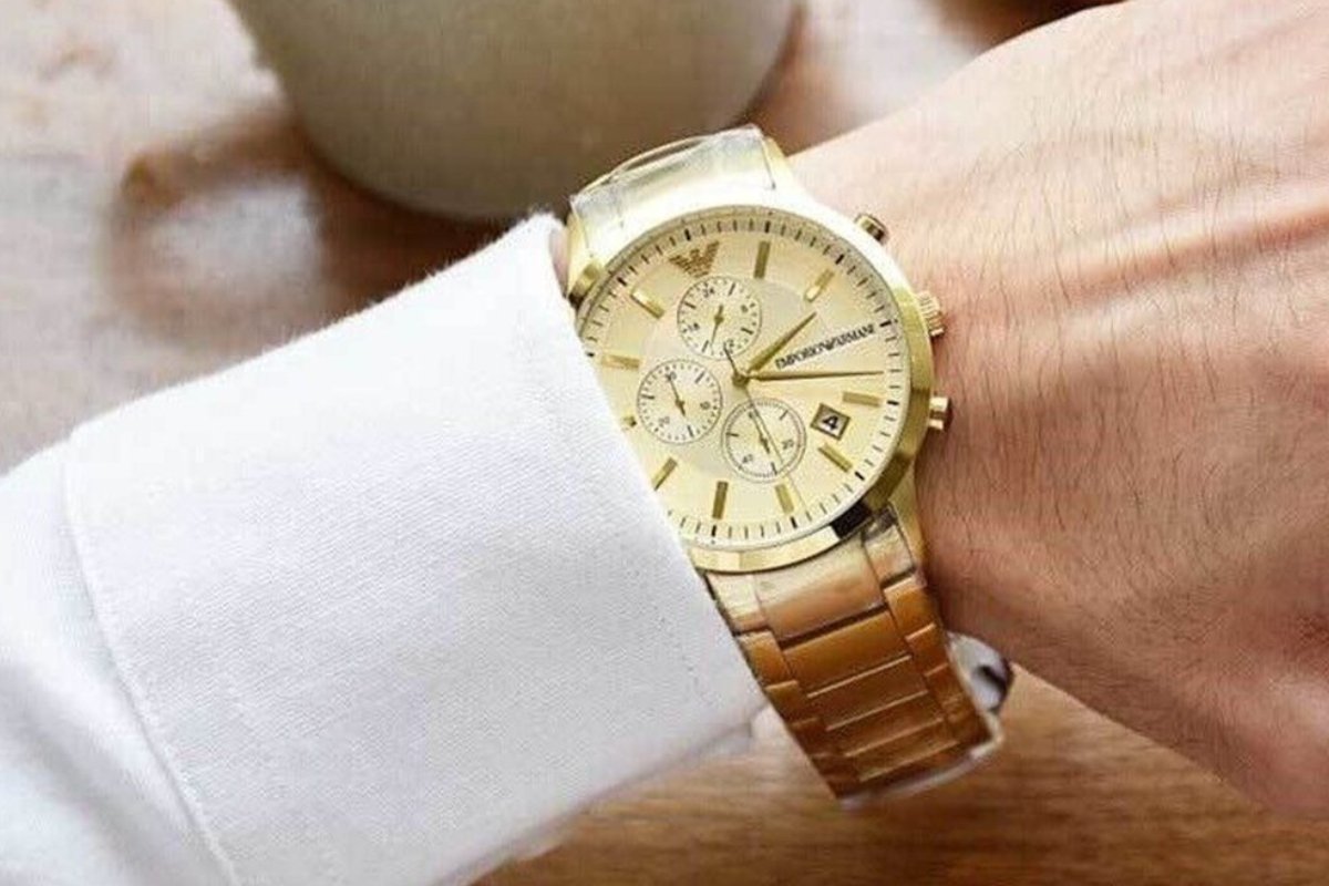 Embrace Gold Elegance with Emporio Armani's Gold Band and White Dial Watches - WATCH & WATCH