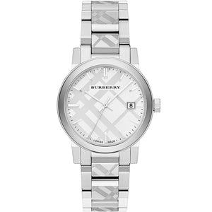 Burberry BU9037 The City Engraved Checked Steel Unisex Watch - WATCH & WATCH