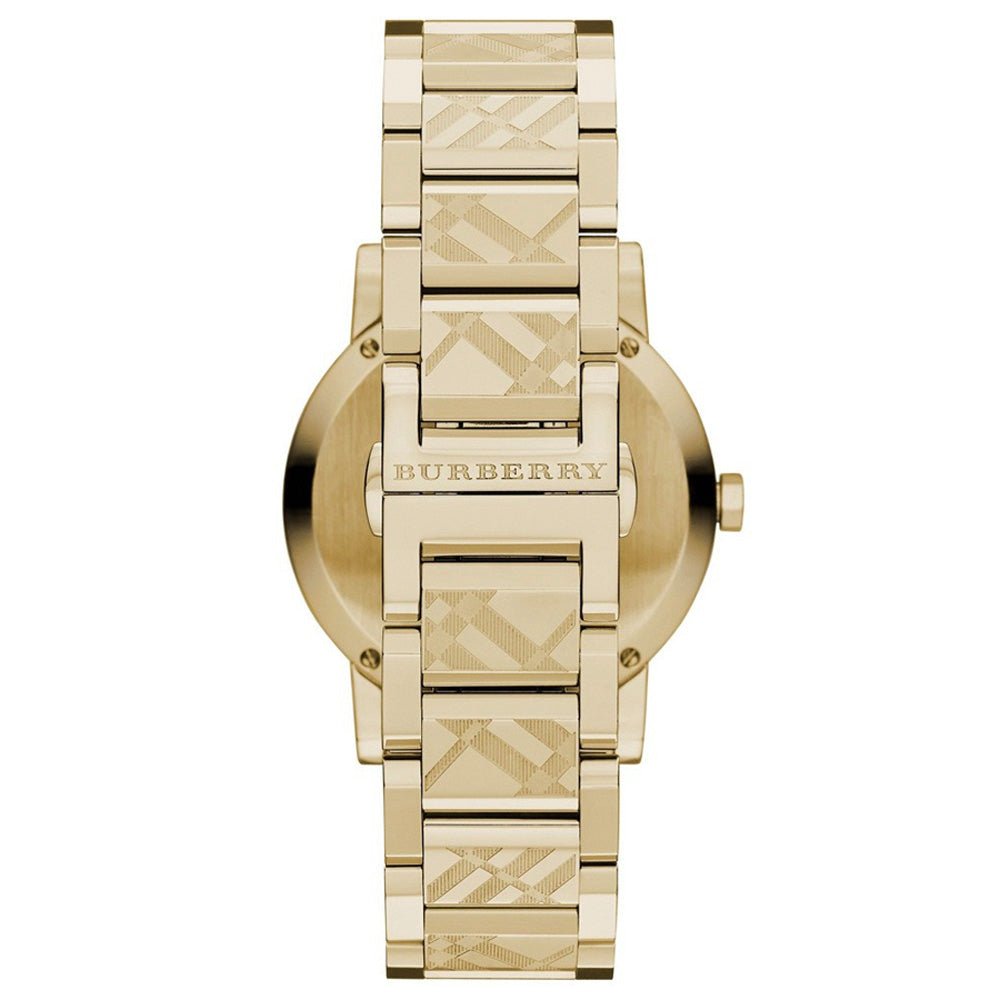 Burberry BU9038 The City Engraved Checked Gold Unisex Watch - WATCH & WATCH