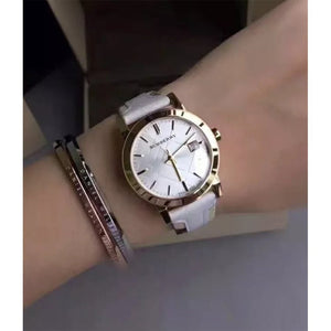 Burberry BU9110 Leather White Large Check Women's Watch - WATCH & WATCH