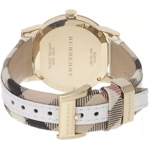 Burberry BU9110 Leather White Large Check Women's Watch - WATCH & WATCH