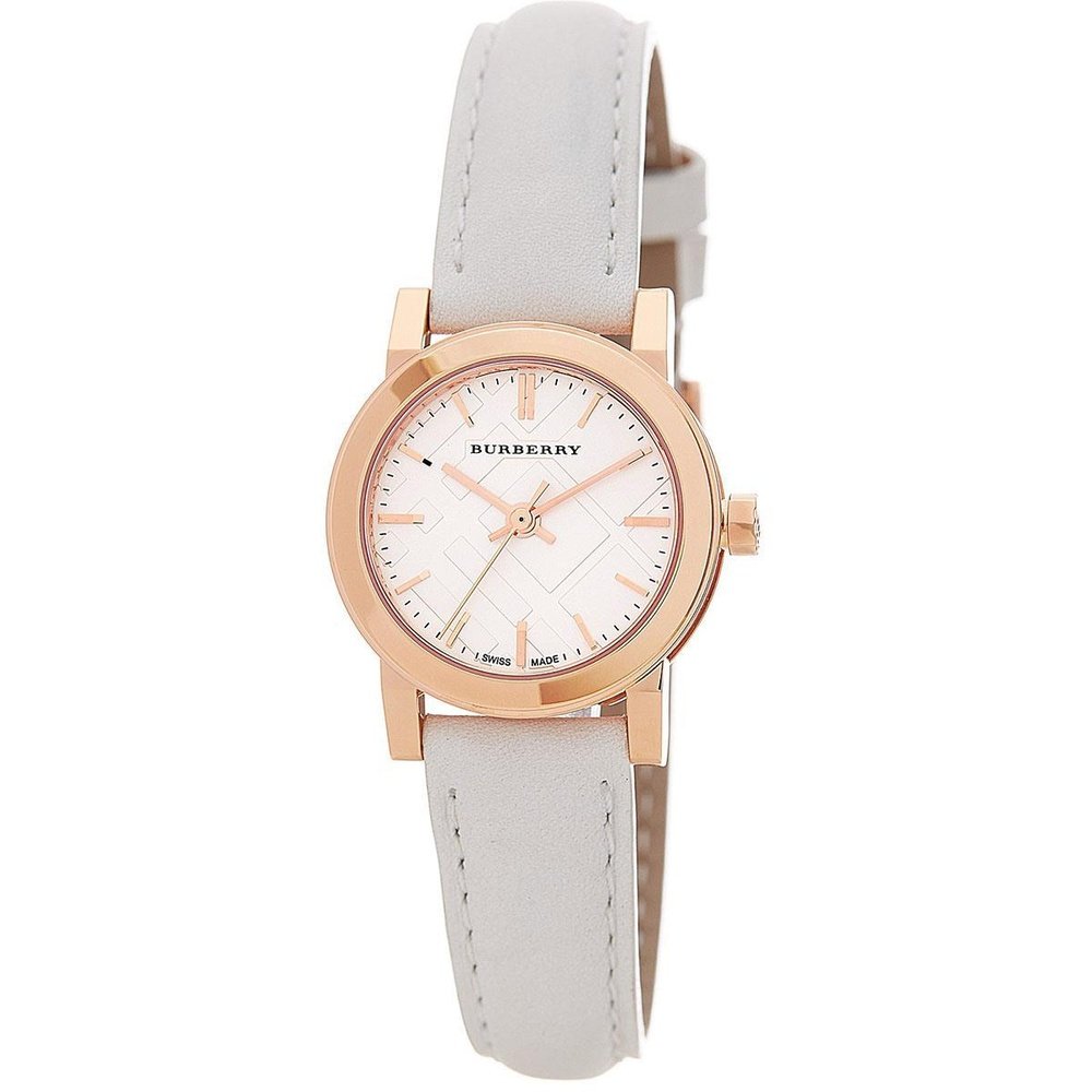 Burberry BU9209 Rose Gold Tone White Leather Women's Watch - WATCH & WATCH