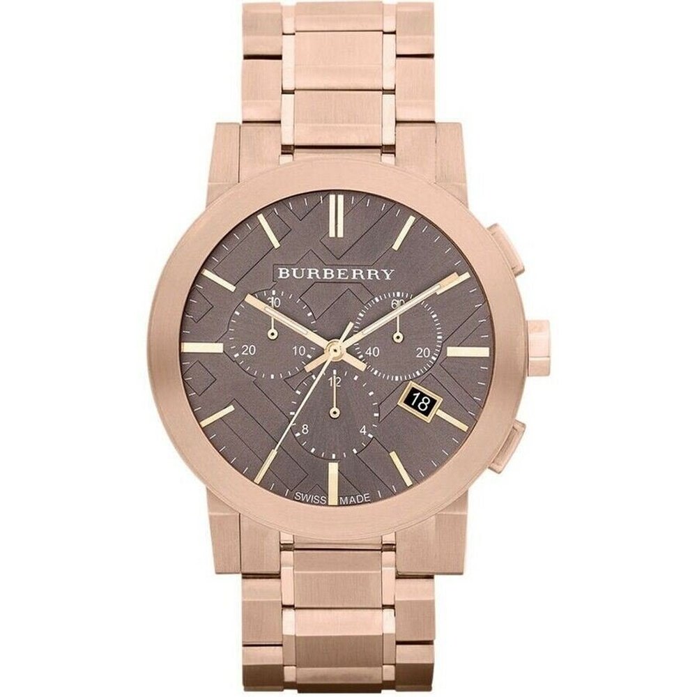 Burberry BU9353 Taupe Chronograph Dial Rose Gold Plated Steel Men's Watch - WATCH & WATCH