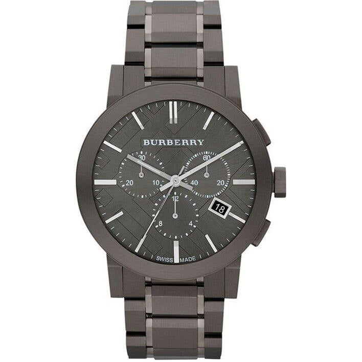 Burberry Men's BU9354 Large Check Gray Ion Plated Stainless Steel Watch - WATCH & WATCH