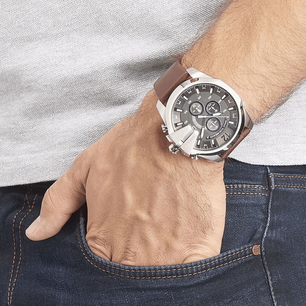 Diesel DZ4290 Mega Chief Grey Dial Chronograph Men's Watch - WATCH & WATCH