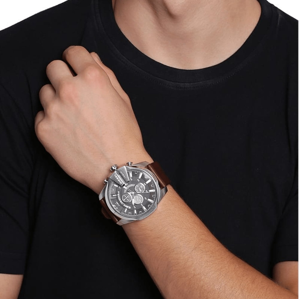 Diesel DZ4290 Mega Chief Grey Dial Chronograph Men's Watch - WATCH & WATCH