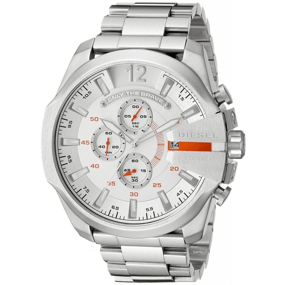 Diesel DZ4328 Mega Chief Chronograph Silver Dial Men's Watch - WATCH & WATCH