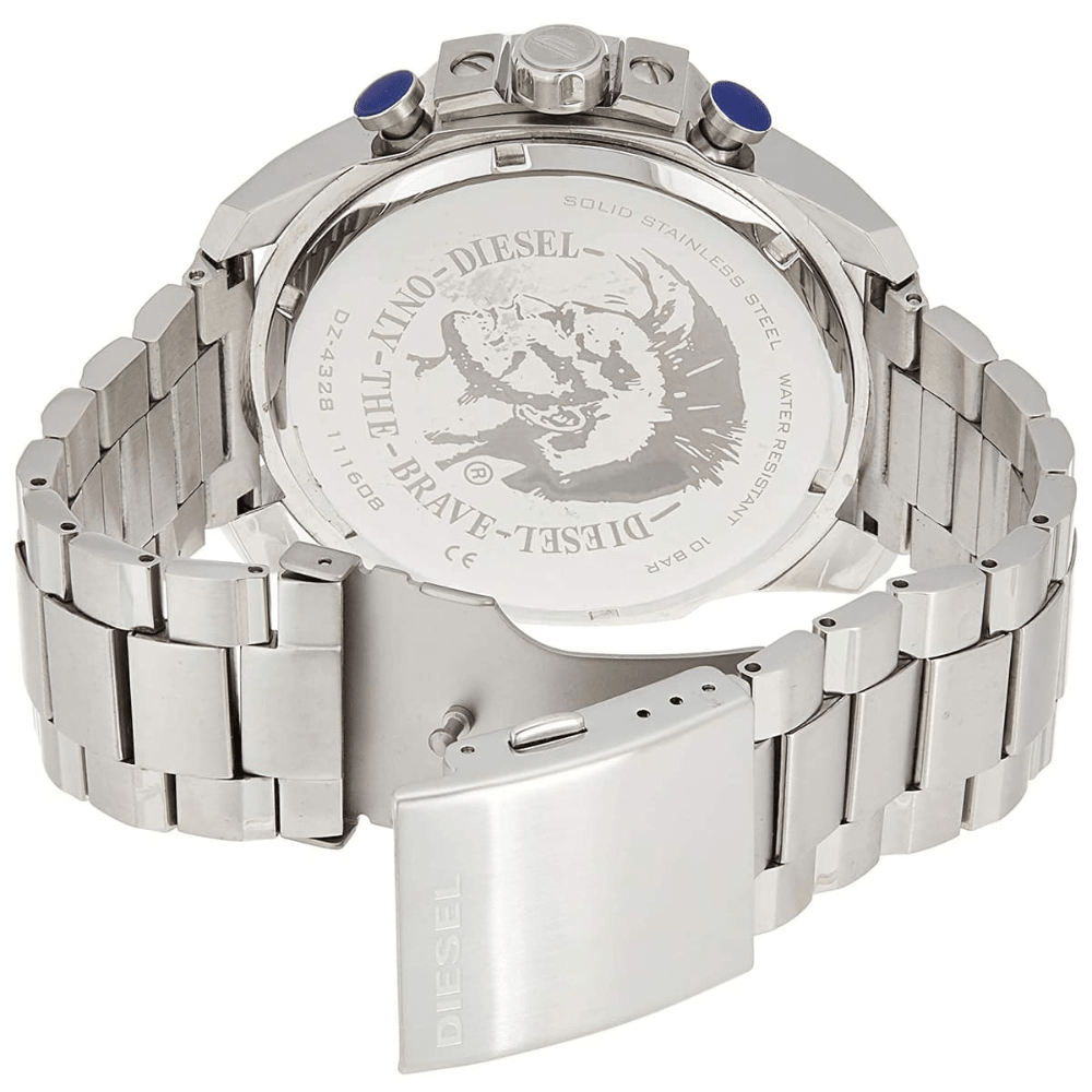 Diesel DZ4328 Mega Chief Chronograph Silver Dial Men's Watch - WATCH & WATCH