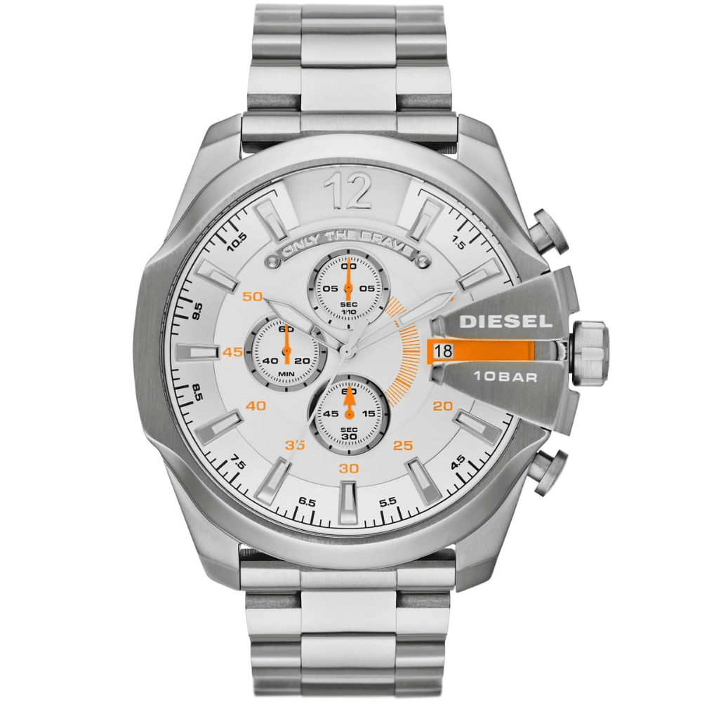 Diesel DZ4328 Mega Chief Chronograph Silver Dial Men's Watch - WATCH & WATCH