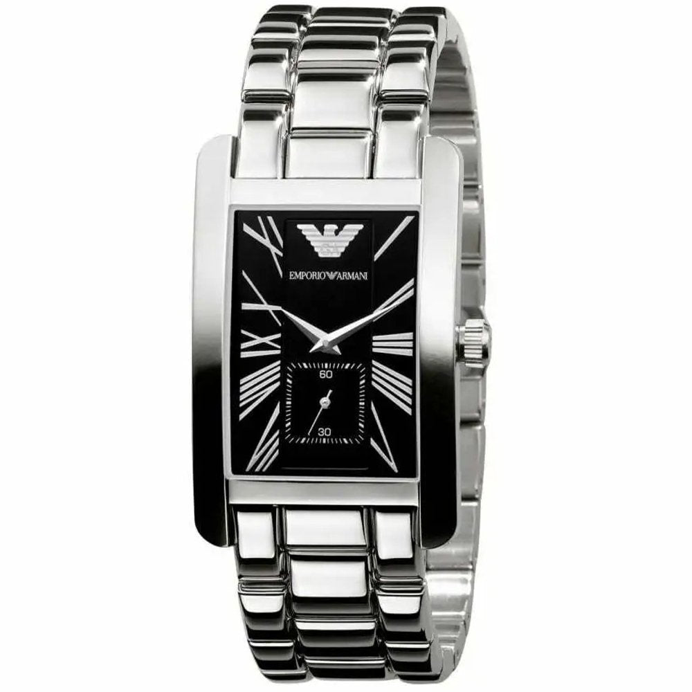 Emporio Armani AR0156 Classic Black Rectangle Men's Watch - WATCH & WATCH