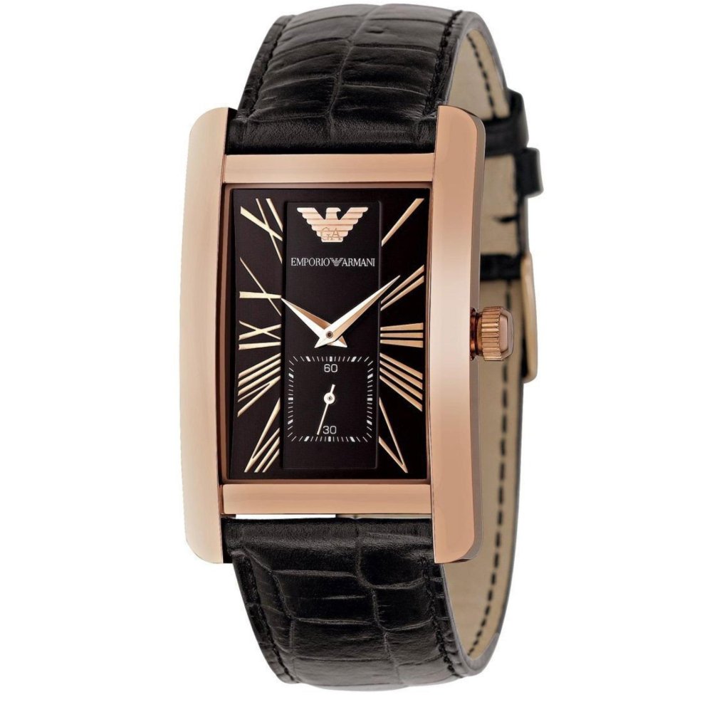 Emporio Armani AR0168 Rectangular Rose Gold Men's Watch - WATCH & WATCH