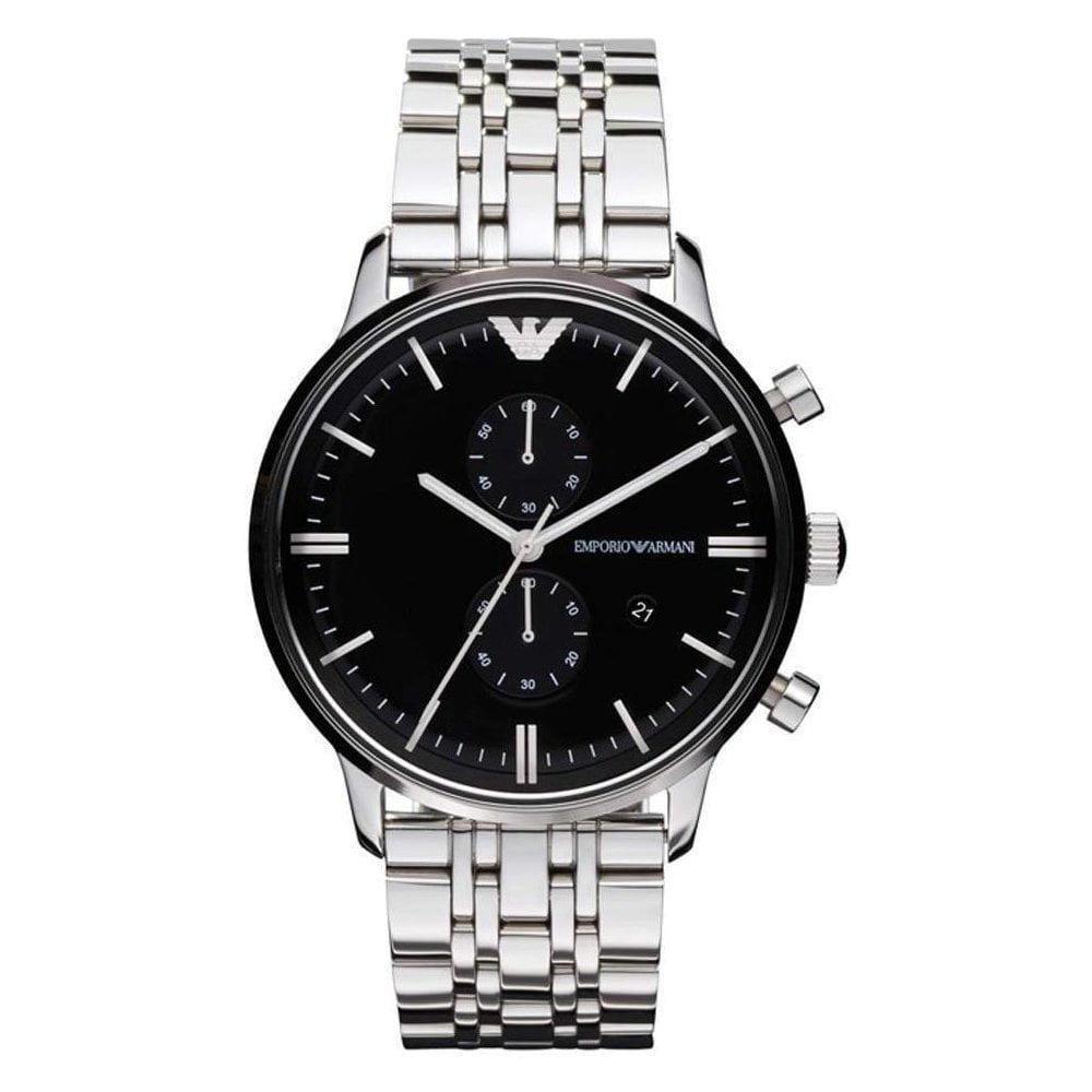 Emporio Armani AR0389 Chronograph Black Dial Men's Watch - WATCH & WATCH