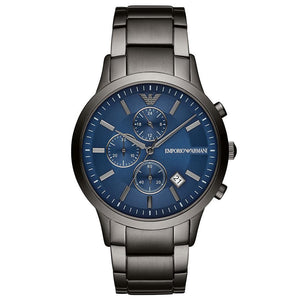 Emporio Armani AR11215 Chronograph Blue Dial Gunmetal Strap Men's Watch - WATCH & WATCH