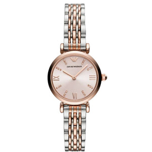 Emporio Armani AR11223 Pink Dial Two Tone Ladies Watch - WATCH & WATCH