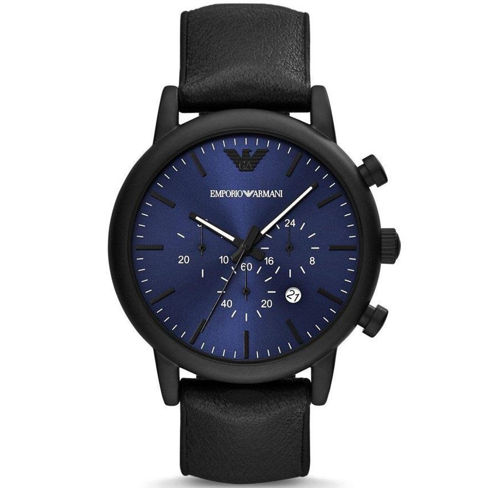 Emporio Armani AR11351 Chronograph Black Leather Men's Watch - WATCH & WATCH