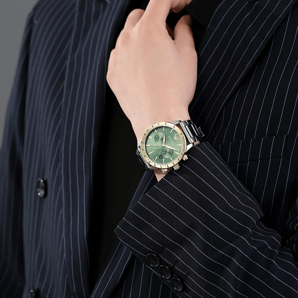 Emporio Armani AR11454 Chronograph Green Dial Men’s Watch - WATCH & WATCH