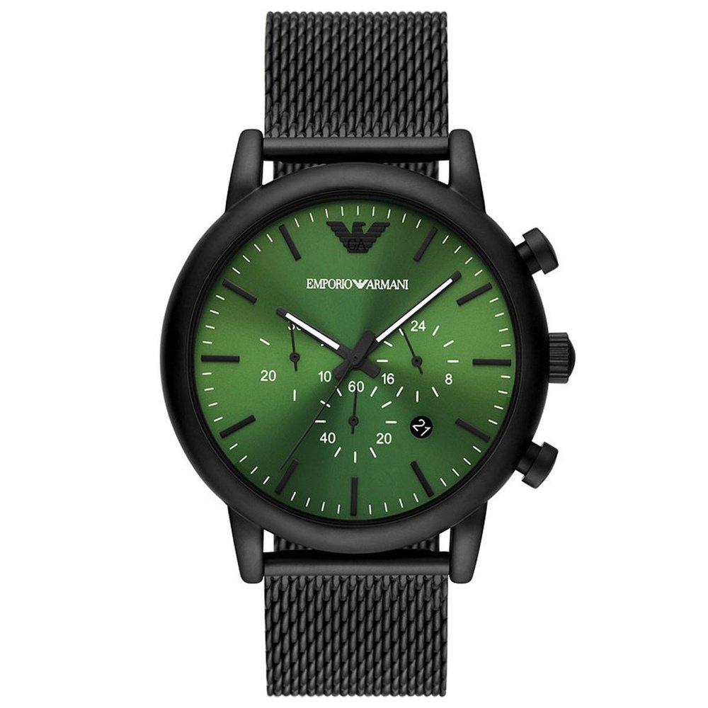 Emporio Armani AR11470 Black and Luigi Green Chronograph Quartz Men’s Watch - WATCH & WATCH