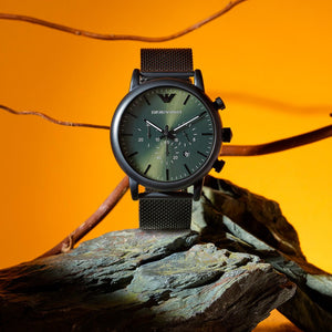 Emporio Armani AR11470 Black and Luigi Green Chronograph Quartz Men’s Watch - WATCH & WATCH