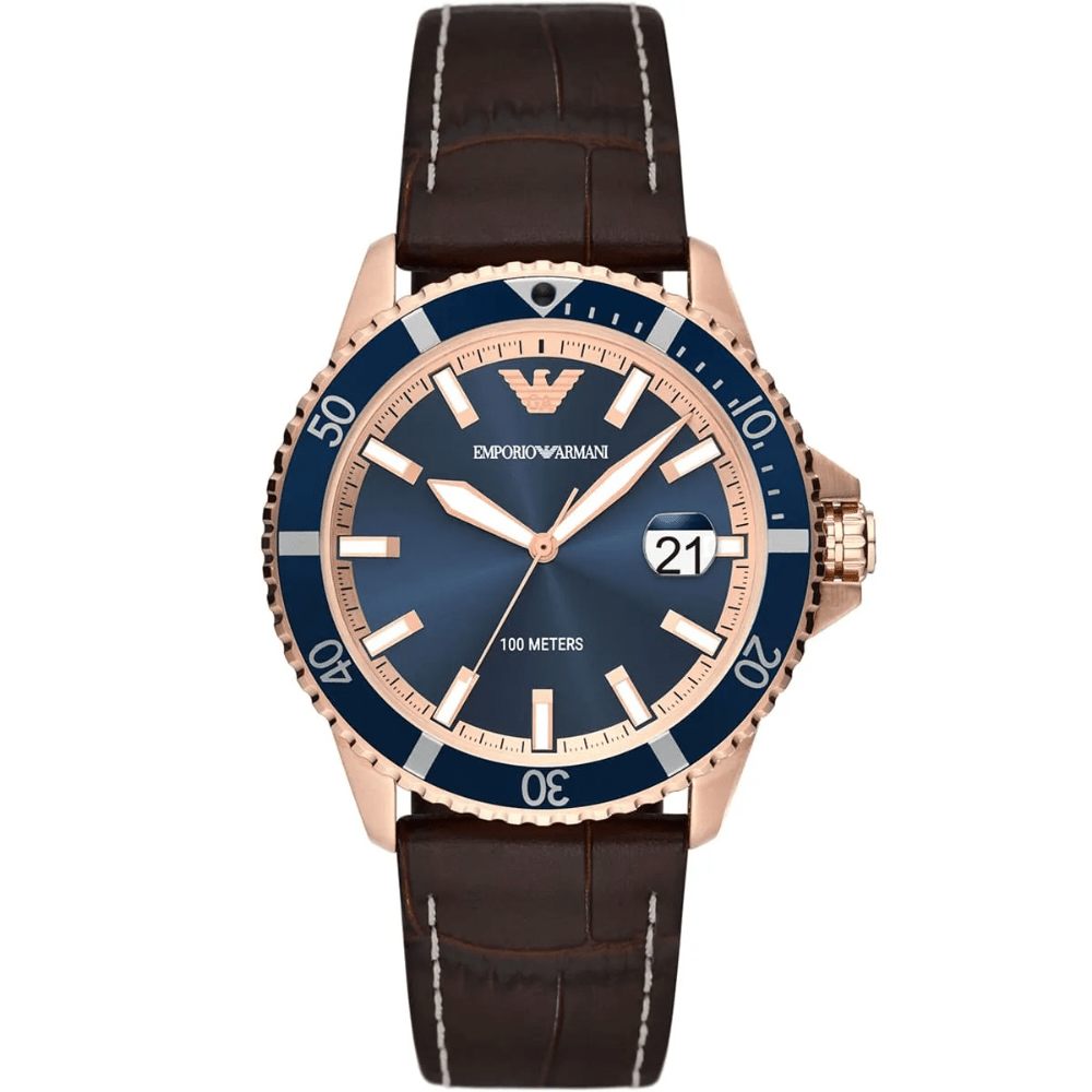 Emporio Armani AR11556 Diver Blue Dial Men's Watch - WATCH & WATCH