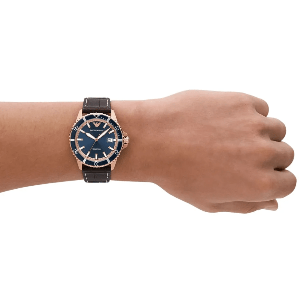 Emporio Armani AR11556 Diver Blue Dial Men's Watch - WATCH & WATCH