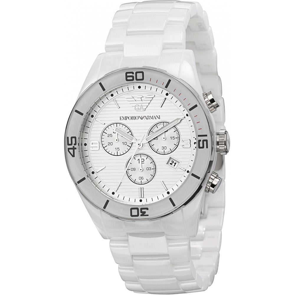 Emporio Armani AR1424 White Ceramica Men's Watch - WATCH & WATCH